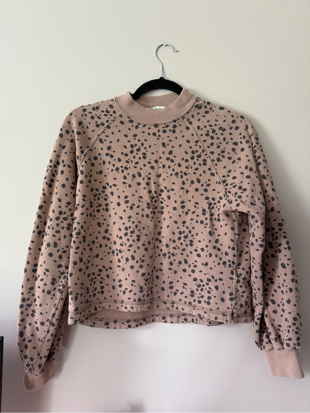 Abercrombie & Fitch Neutral Taupe Leopard Print Crewneck Sweatshirt